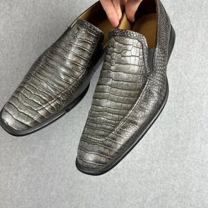Cole Haan Dress Shoes Mens Size 12M Croc Leather Square Toe Slip On 193811